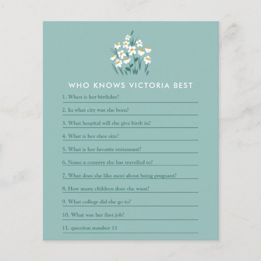 Blauwmakersspel met mooie baby showers flyer (Voorkant)