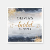 Blauwmarine en gouden bruidsdouche papieren servet (Voorkant)