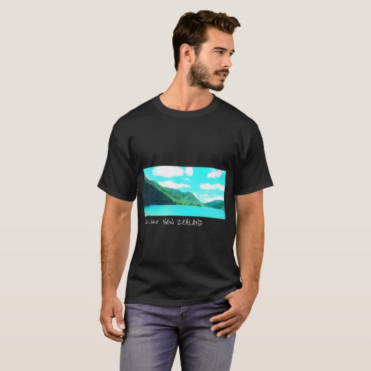 Blauwmeer Nieuw-Zeelands meer Tikatipu T-shirt (Voorkant volledig)