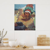 Blauwmenschein, Indiaans Indiaas Indiaans Taos-por Poster (Keuken)