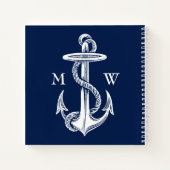  blauwmonogrammen van de marine van de Anchor Rope Notitieboek (Achterkant)
