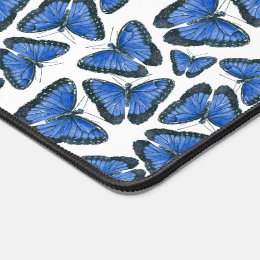 Blauwmorfovlinderpatroonvormig verpakkingspapier bureaumat (Hoek)