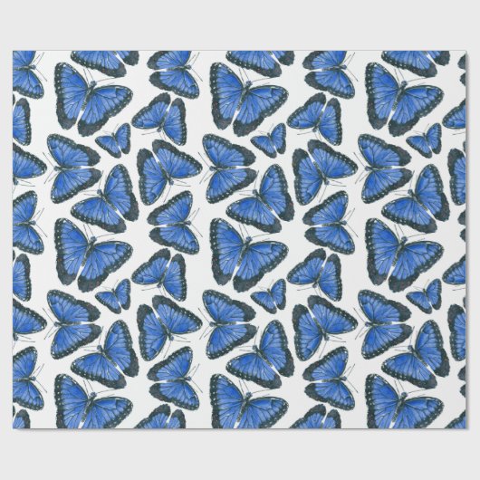 Blauwmorfovlinderpatroonvormig verpakkingspapier cadeaupapier (Vlak)