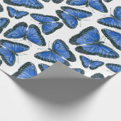 Blauwmorfovlinderpatroonvormig verpakkingspapier cadeaupapier (Hoek)