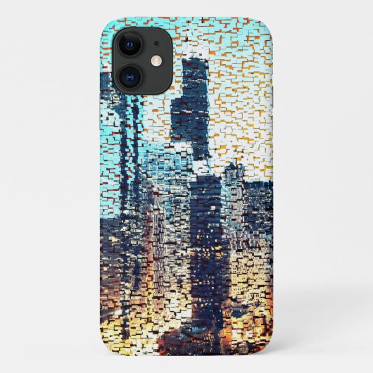Blauwmozaïek van de grote stad Case-Mate iPhone case (Achterkant)