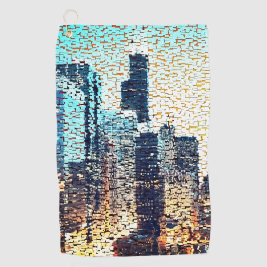 Blauwmozaïek van de grote stad golfhanddoek (Voorkant)