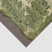 Blauwmuziek en -bladeren op een gedeprimeerde losp tissuepapier (Detail)