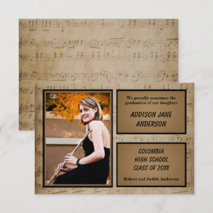 Blauwmuziek met foto's - 3x5 Afstudeerder Aankondi Kaart