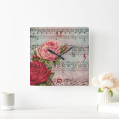 Blauwmuziek met Rozen wandklok (Huis)