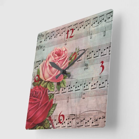 Blauwmuziek met Rozen wandklok (Hoek)