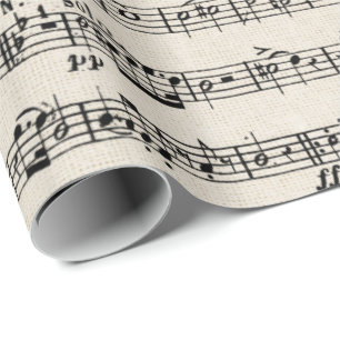 Blauwmuziek op overlapping cadeaupapier