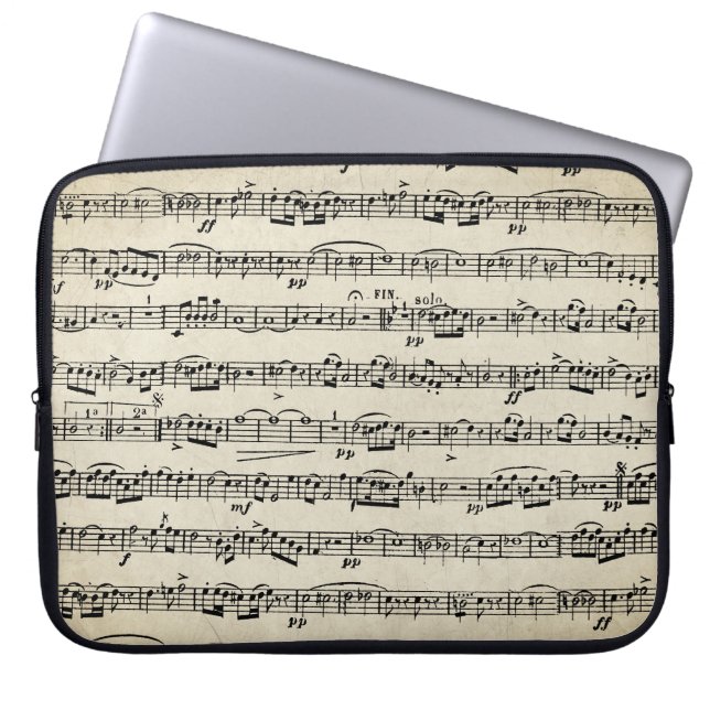 Blauwmuziek op  papier laptop sleeve (Voorkant)