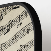Blauwmuziek op papier pickleball paddle (Links Detail)