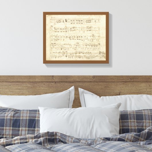 Blauwmuziek op perkamenthandgeschreven in inkt canvas afdruk (Insitu (Slaapkamer))