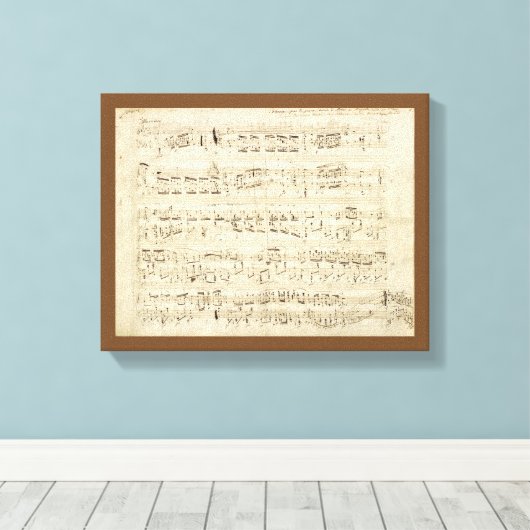 Blauwmuziek op perkamenthandgeschreven in inkt canvas afdruk (Insitu (Houten vloer))