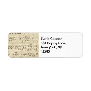 Blauwmuziek op perkamenthandgeschreven in inkt etiket