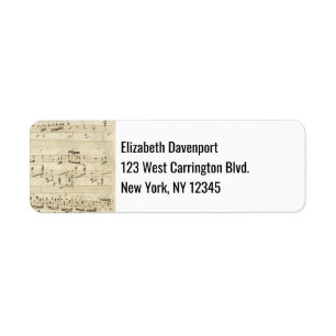 Blauwmuziek op perkamenthandgeschreven in inkt etiket