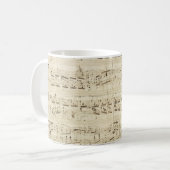 Blauwmuziek op perkamenthandgeschreven in inkt koffiemok (Voorkant links)