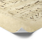 Blauwmuziek op perkamenthandgeschreven in inkt poster (Hoek)