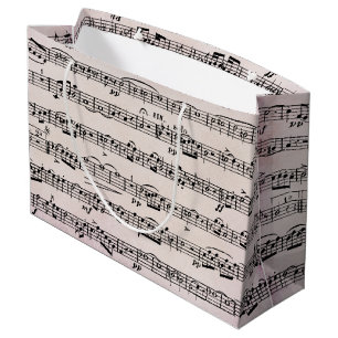 Blauwmuziek op roze  papiertas met groot cadeau cadeauzakje