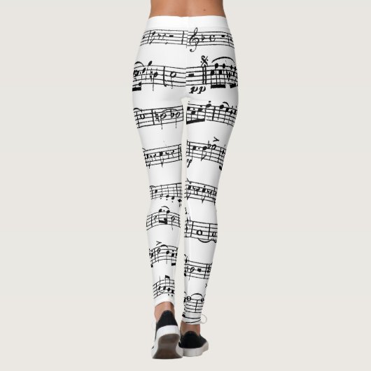 Blauwmuziek op wit leggings (Achterkant)