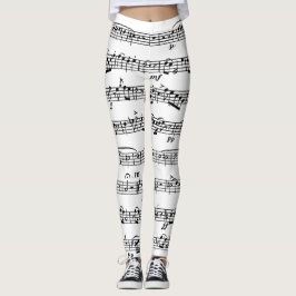 Blauwmuziek op wit leggings
