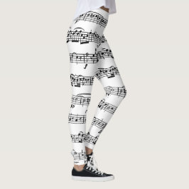 Blauwmuziek op wit leggings