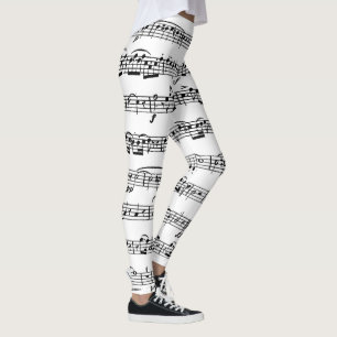 Blauwmuziek op wit leggings