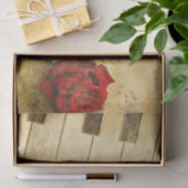 Blauwmuziek, pianoketoetsen en Roos-weefselpapier Tissuepapier (Geschenk)