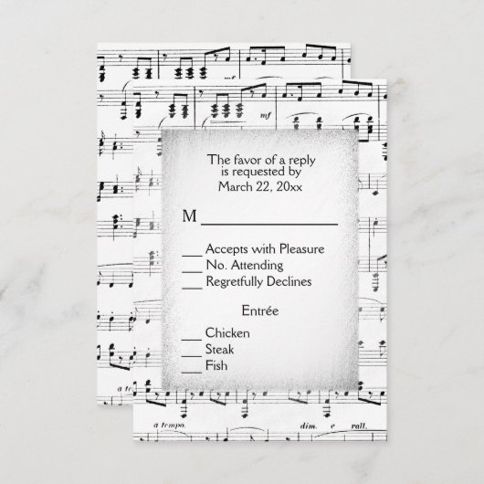 Blauwmuziek RSVP met menuopties (Voorkant / Achterkant)