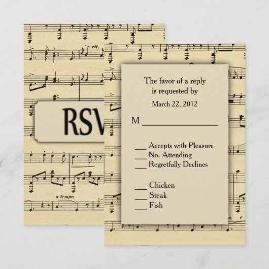 Blauwmuziek RSVP met menuopties (Voorkant / Achterkant)