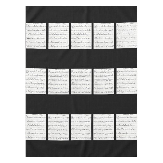 Blauwmuziek zwart en wit tafellaken (Voorkant)