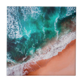 Blauwoceaanstrand Monogram zee ombre Tegeltje