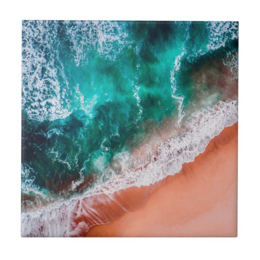 Blauwoceaanstrand Monogram zee ombre Tegeltje (Voorkant)