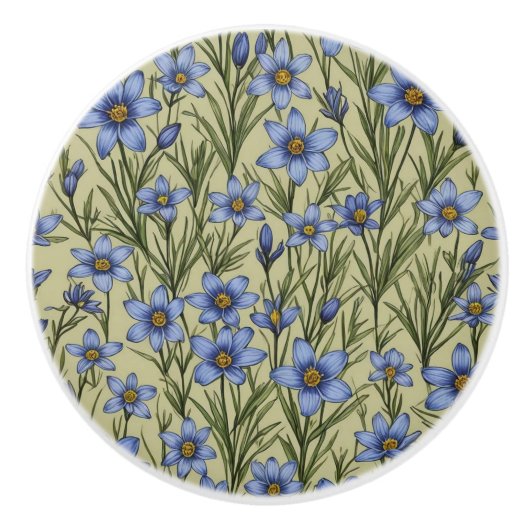 Blauwogig grasbloempatroon keramische knop (Voorkant)