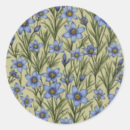 Blauwogig grasbloempatroon ronde sticker