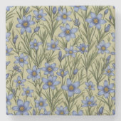 Blauwogig grasbloempatroon stenen onderzetter (Voorkant)