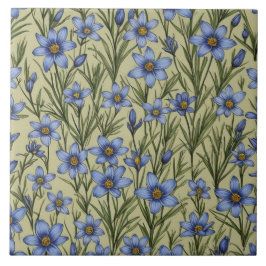 Blauwogig grasbloempatroon tegeltje