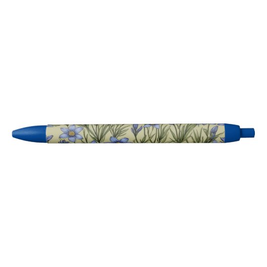 Blauwogig grasbloempatroon zwarte inkt pen (Voorkant)