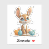 Blauwogig pastelkonijn met paaseieren sticker (Vel)