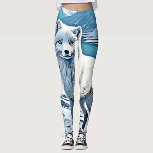 Blauwogig Vos Scèneontwerp Leggings (Voorkant)