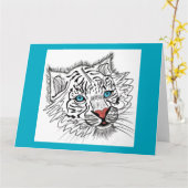 Blauwogige baby-tijger kaart (Gele Bloem)