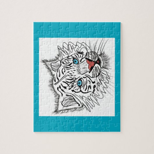 Blauwogige baby-tijger legpuzzel (Verticaal)