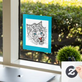 Blauwogige baby-tijger raamsticker