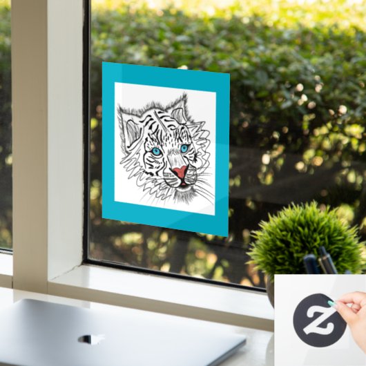 Blauwogige baby-tijger raamsticker (Kantoor)