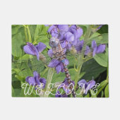 Blauwogige Darner Dragonfly op Bloemen Welkom Deurmat (Voorkant)