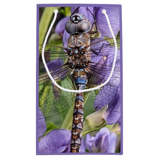 Blauwogige darner libel op bloem klein cadeauzakje (Achterkant)