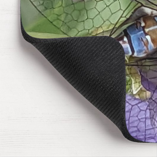 Blauwogige darner libel op bloem muismat (Hoek)