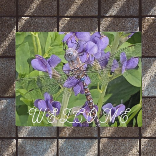 Blauwogige Darner Libel op Bloemen Welkom Deurmat