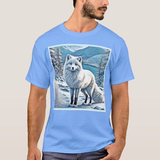 Blauwogige Fox Scene Design T-shirt (Voorkant)